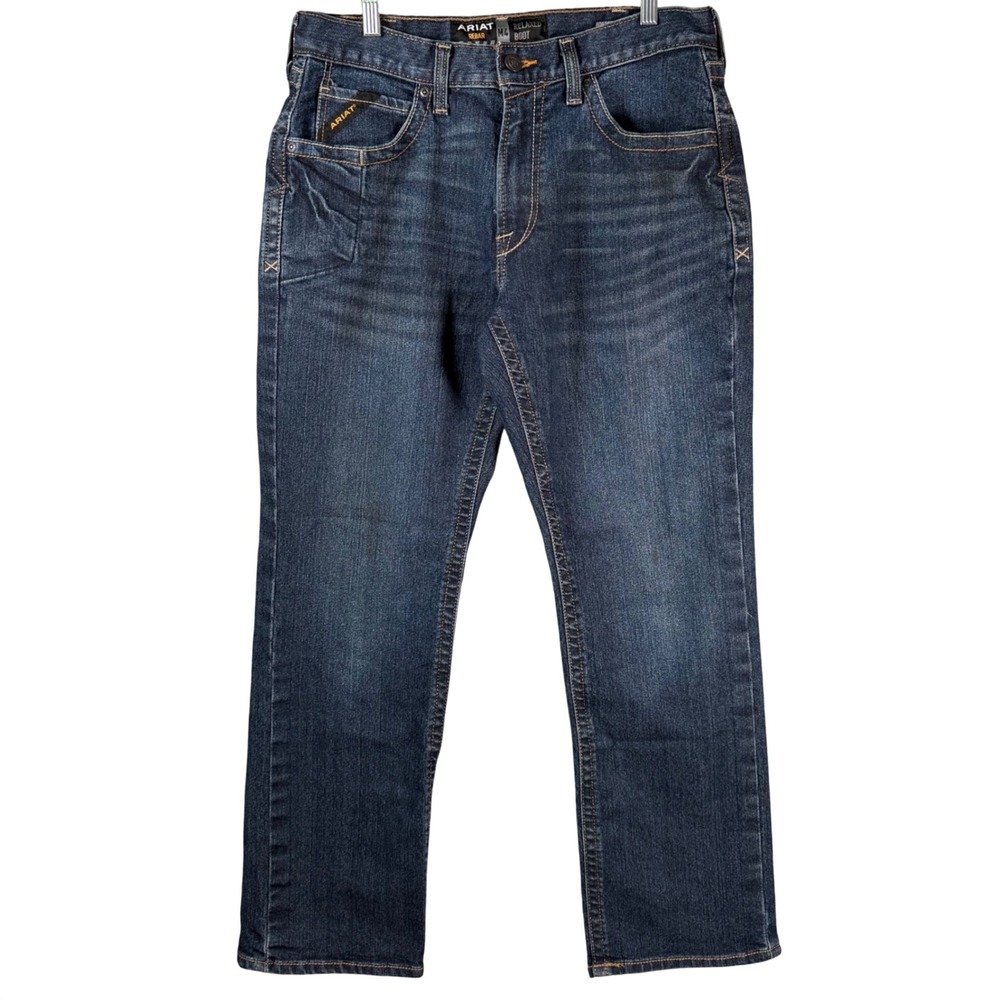 Ariat Rebar M4 Relaxed Boot Cut Jeans Mens 32/32 Blue Denim Workwear Western